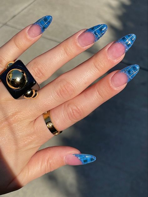 Acrylic nail inspo plaid fall nails almond shape gel polish design Plaid Almond Nails, Plaid Acrylic Nails, Plaid Nails Fall, Plaid Fall Nails, Fall Nails Almond Shape, Fall Nails Almond, Gel Polish Design, Nails Almond Shape, Gel Polish Designs