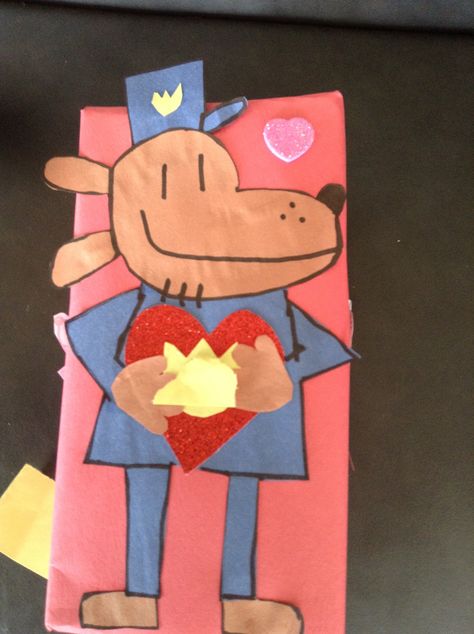 Dog Man Valentine's Day box. Made with tissue box and construction paper. Stands upright with card cutout on the top. Dog Man Valentines Day Boxes, Dog Man Book Report Ideas, Dog Man Valentine Box Ideas, Educational Websites For Kids, Kids Valentine Boxes, Child Activities, Valentine Boxes, Valentines Box, Valentine Mailbox