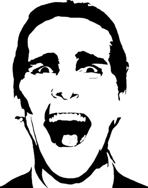 Patrick Bateman Stencil, American Pshyco Tattoo, American Psyco Draw, Patrick Bateman Pfp, Poster Horror, Patrick Bateman, Stippling Art, Arte Cyberpunk, Silhouette Stencil