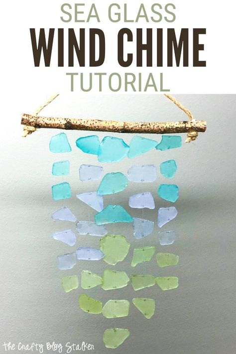 What To Do With Driftwood, Sea Glass Wind Chimes, Wind Chime Craft, Sea Glass Wind Chime, Sea Glass Diy, Wind Chimes Homemade, Crafts Spring, Sea Glass Art Projects, Wind Chimes Craft