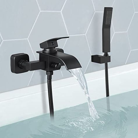 Black Bathtub Faucet, Black Tub, Bathtub Spout, Wall Faucet, Freestanding Tub Faucet, Clawfoot Tub Faucet, Bathtub Walls, Soaker Tub, Bathroom Remodel Pictures