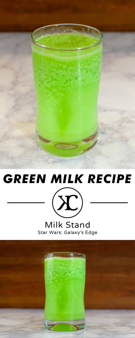 Green Milk recipe from the Milk Stand at Star Wars: Galaxy's Edge at Disneyland and Walt Disney World Green Milk Tea Recipe, Star Wars Drinks, Star Wars Party Food, How To Make Yellow, Galaxy Edge, Milk Tea Recipes, Green Milk, Star Wars Galaxy's Edge, Geek Food