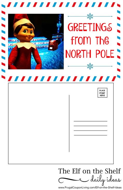 Free Elf on the Shelf Printable. Dozens of Great The Elf on the Shelf Ideas found on Frugal Coupon Living. Elf sends a postcard before his visit and arrives the special day in a package. Elf Postcard Free Printable, Elf On Shelf Printables, Shelf Inspiration, Awesome Elf On The Shelf Ideas, The Elf On The Shelf, Elf Antics, Elf Fun, Elf Clothes, Ginger Snap