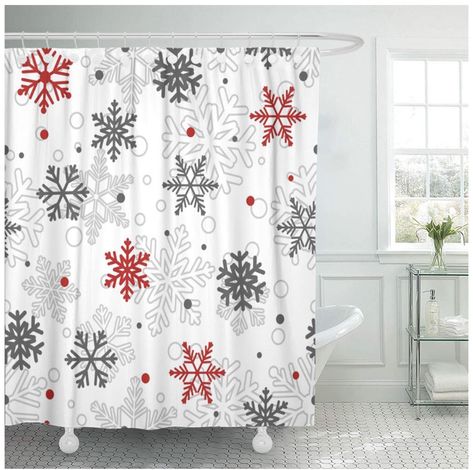 Bathroom Shower Stalls, Curtains For Bathroom, Holiday Bathroom, Long Shower Curtains, Bathroom Shower Curtain Sets, Decorating Bathroom, Christmas Shower, Christmas Shower Curtains, Wood Backdrop