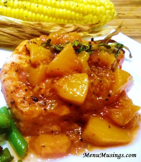 Peach Chutney Recipes, Healthier Dinners, Aip Protocol, Peach Pork Chops, Grilled Pork Loin, Ginger Chutney, Loin Chops, Pork Loin Chops, Grilled Pork Chops