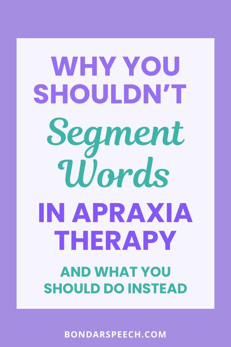 While it can be tempting to segment words in speech therapy, this may not be the best approach with students with childhood apraxia of speech. Apraxia therapy is all about movement and children with childhood apraxia of speech have difficulty moving from one sound to the next. So how do we work on helping children produce all the sounds in a word without segmenting? What strategies can SLPs use? Learn my favorite alternatives to segmenting and how to use them in Apraxia therapy here. Apraxia Therapy Activities, Childhood Apraxia Of Speech Activities, Apraxia Of Speech Activities, Speech Apraxia, Apraxia Therapy, Apraxia Activities, Segmenting Words, Early Intervention Activities, Intervention Activities