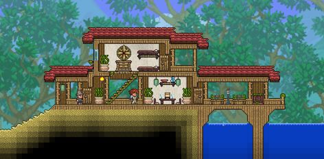 Terraria Beach House, Terraria Tips, Terraria House Ideas, Terraria House Design, Small Beach Houses, Helmet Concept, Palm Wood, Ocean House, House Beach