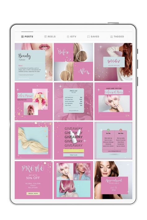 Branding & Web Design for Women in Business | Styled Web Design Beauty Salon Instagram Page Design, Hair Instagram Feed, Canva Templates Instagram Post, Feed Layout, Skincare Branding, Instagram Feed Layout, Style Web, Web Design Resources, Personal Branding Photoshoot