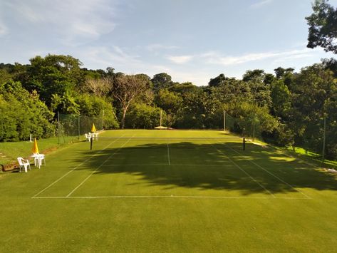 Tennis Court Backyard, Badminton Court, Tennis Style, Tennis Courts, Wave Art, Badminton, Tennis Court, Soccer Field, Golf Courses