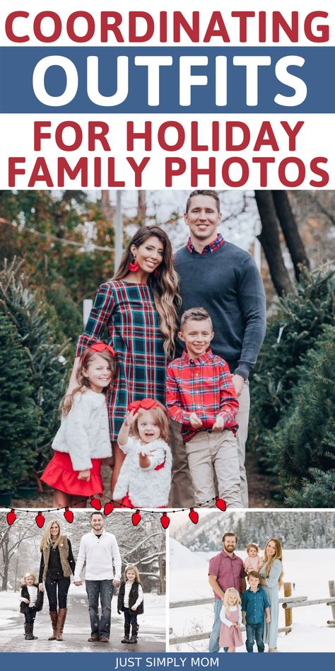 Check out these ideas for coordinated family photos this holiday season. Christmas card photos will look beautiful with these matching outfits this fall and winter Christmas Card Outfits, Holiday Photo Ideas, Holiday Photos Outfits, Christmas Photos Outfits, Family Christmas Pictures Outfits, Family Photo Outfits Winter, Family Holiday Pictures, Christmas Pictures Outfits, Christmas Baby Pictures