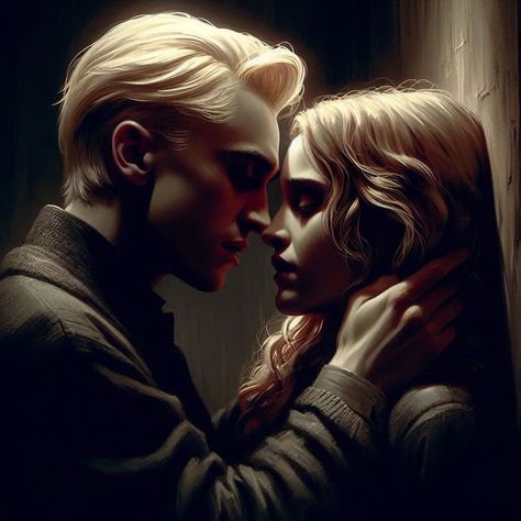 I made this one (by AI) thinking at Tip of my tongue by #kittenshift17 😍 #dramione #dramionefanart #fanart #potterhead #slytherin… | Instagram From Wiltshire With Love Dramione, Cruel And Beautiful World Dramione, Dramione Kiss, Amor Vincit Omnia Dramione, On The Nature Of Daylight Dramione, Bring Him To His Knees Dramione, Manacled Senlinyu, The Auction Dramione, Dramione Aesthetic