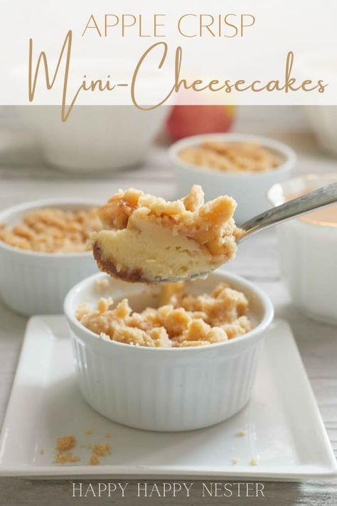 No Bake Mini Apple Cheesecakes, Mini Apple Cheesecake Recipes, Desserts For Ramekins, Cheesecake In Ramekins, Ramekin Cheesecake, Desserts In Ramekins, Ramekin Desserts, Ramekin Dessert, Ramekin Recipe