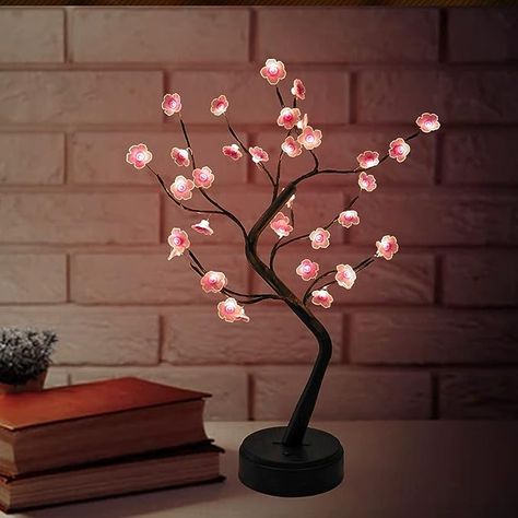 KOXHOX Cherry Blossom Tree Lamp, Bonsai Tree Light with 36 LED Japanese Decor Flower Lights, Battery/USB Plug Operated, Table Lamp for Bedroom Home Christmas Party Decoration - Amazon.com Japanese Room Decor, Home Christmas Party, Christmas Party Decoration, Japanese Furniture, Tree Lamp, Fairy Tree, Tree Light, Japanese Decor, Blossom Tree