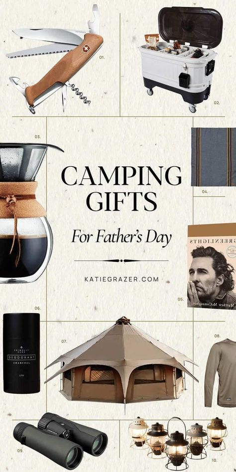 Discover the ultimate gifts for the camping enthusiast in your life with our curated list of the 17 Best Father's Day Gift Ideas! From rugged gear essentials to innovative gadgets, find the perfect way to celebrate Dad's love for the great outdoors. | Fathers Day Gifts, Camping Lover, Outdoor Enthusiast, Gift Ideas, Dad Gift Ideas Best Fathers Day Gift Ideas, Camping Gear Gadgets, Dad Gift Ideas, Camping Aesthetic, Cool Fathers Day Gifts, Family Tent, Camping Lovers, Outdoor Enthusiast, Outdoor Lover