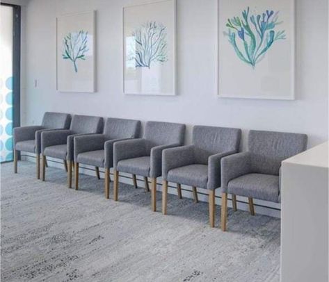 Modern Doctors Office Interiors, Psychiatrist Clinic Interior Design, Dentist Office Waiting Room, Waiting Room Chairs Medical, Modern Doctors Office Waiting Rooms, Medical Office Waiting Room Decor, Dental Waiting Room Ideas, Medical Office Design Doctors, Medical Clinic Design Interiors Doctor Office