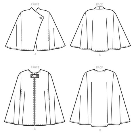 Cape Pattern Free, Winter Coat Pattern, Cloak Pattern, Poncho Pattern Sewing, Cape Pattern Sewing, Kwik Sew Patterns, New Look Patterns, Sew Patterns, Cape Pattern