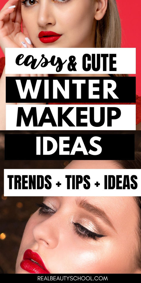 woman wearing winter makeup look Cool Winter Makeup Looks, Winter Make Up Looks, Makeup Ideas Winter, Cool Winter Makeup, January Makeup, Makeup Tips For Dry Skin, Winter Eyeshadow Looks, Winter Makeup Ideas, Spa Routine