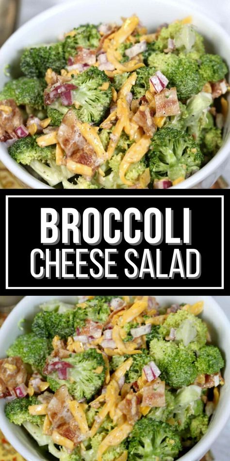 Broccoli and Cheese Salad with Bacon is one of those popular salads that always get devoured and the potlucks or family picnics. It has a satisfying crunch that is so amazing with cheese and bacon, it is always a hit. Broccoli And Cheese Salad, Broccoli Salad With Bacon And Cheese, Broccoli Cheddar Salad, Broccoli Bacon Cheese Salad, Cold Broccoli Salad With Bacon, Easy Broccoli Salad Simple, Broccoli Cheese Salad, Broccoli Salad With Cheese, Broccoli Bacon Salad Recipe