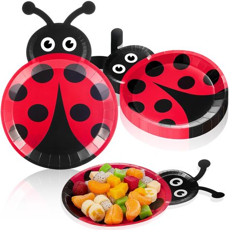 PRICES MAY VARY. Ladybug Party Favors: you will receive 24 pieces of ladybug paper plates, each plate measures about 8.9 x 7 x 0.5 inches/ 22.5 x 17.8 x 1.3 cm, enough to meet your party use and decoration needs Attractive and Kawaii Design: the ladybug plates are featured with a ladybug shape, vivid and delicate, cute and charming, easy to catch your guests' eyes, and leave a deep impression Reliable and Solid: made of quality paper, the ladybug shaped decorative paper plates are dependable, sa Dessert Picnic, Garden Theme Birthday, Ladybug Party Decorations, Ladybug Baby Shower, Ladybug Decorations, Ladybug Birthday Party, Ladybug Theme, Bee Baby Shower Theme, Picnic Birthday