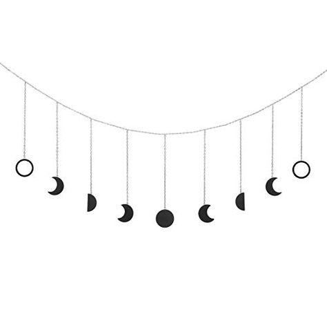 OCIOLI Moon Phase Garland with Chains Boho Hanging Ornaments Moon Hang Art Room Decor for Wedding Home Office Nursery... Room Decor For Wedding, Moon Phase Garland, Home Office Nursery, Wood Moon, Butterfly Mirror, Decor For Wedding, Stick Wall Art, Office Nursery, 3d Butterfly Wall Stickers