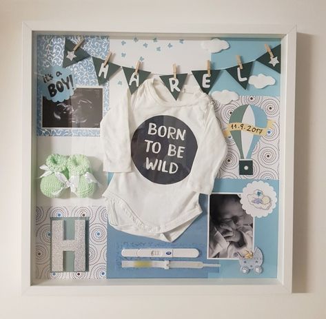 Gender Reveal Shadow Box Ideas, Baby Boy Shadow Box Ideas, Baby Shadow Box Ideas, Baby Memory Frame, Newborn Shadow Box, Pregnancy Shoots, Shadow Box Ideas, Baby Shadow Box, Baby Memory Box