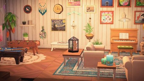 animal crossing: new horizons ~ basement ideas, room decor Acnh House Ideas Basement, Basement Ideas Animal Crossing, Basement Animal Crossing, Acnh Basement Design Ideas, Acnh Basement Idea, Animal Crossing Basement Ideas, Acnh Basement Design, Yakushima Island, Acnh Interior