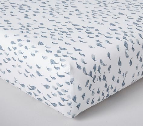 Organic Watercolor Whale Crib Sheets | Pottery Barn Kids Nautical Baby Bedding, Nursery Seating, Crib Bed Skirt, Crib Liners, Crib Fitted Sheet, Baby Boy Cribs, Boys Crib, Watercolor Whale, Baby Bedding Sets