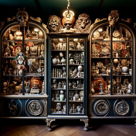 Victorian Curiosity Cabinet, Cabinets Of Curiosity, Curiosity Cabinet Aesthetic, Cabinet Of Curiosities Aesthetic, Wizard Cottage, Oddities Aesthetic, Curiousity Cabinet, Wunderkammer Cabinet, Oddity Shop