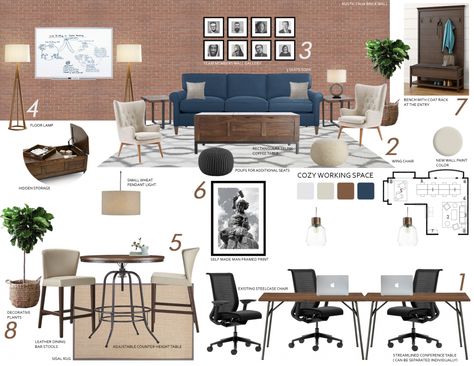 Office Mood Board Interior Design, Mid Century Modern Office Design, Art Deco Kitchen Design, Office Mood Board, Mood Board Interior Design, Board Interior Design, Office Layout Plan, Ceo Office, Mid Century Office