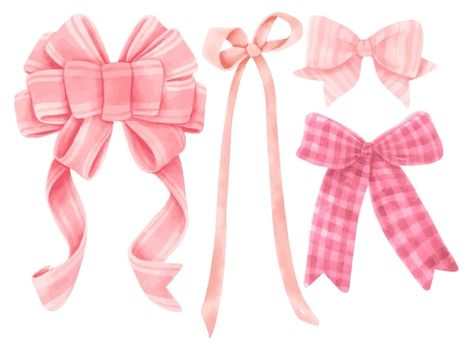 Bow Illustration Ribbon, Anime Ribbon, Bows Illustration, Ribbon Painting, Watercolor Ribbon, Bow Illustration, Ribbon Illustration, Bow Drawing, Bow Art