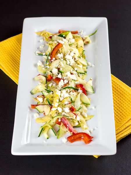 Zucchini and Yellow Squash Salad Yellow Squash Salad, Sweet Salad, Zucchini And Yellow Squash, Homemade Caesar Salad Dressing, Feta Cheese Recipes, Feta Cheese Salad, Salad Salad, Squash Salad, Yellow Squash