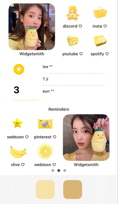 iu lee ji-eun soloist bright yellow ios 14 kpop homescreen layout Yellow Ios 16 Homescreen, Yellow Homescreen Ideas, Yellow Iphone Layout, Yellow Homescreen Layout, Yellow Phone Layout, Yellow Homescreen, Kpop Homescreen Layout, App Themes, Kpop Homescreen