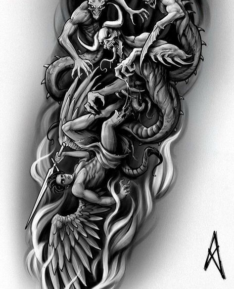 Demon Forearm Tattoo, Half Angel Half Demon Drawing, Dark Angel Tattoo, Biomechanical Tattoo Design, Family Tattoos For Men, Trash Polka Tattoo Designs, Egyptian Tattoo Sleeve, Organic Tattoo, Christ Tattoo