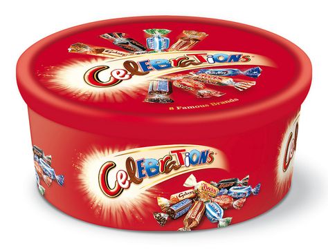 Tub of Celebrations in a raffle Soft Chewy Chocolate Chip Cookies, Best Junk Food, British Candy, Mars Chocolate, Celebration Chocolate, Chocolate Packaging Design, Chocolate Brands, Deilig Mat, Chocolate Packaging