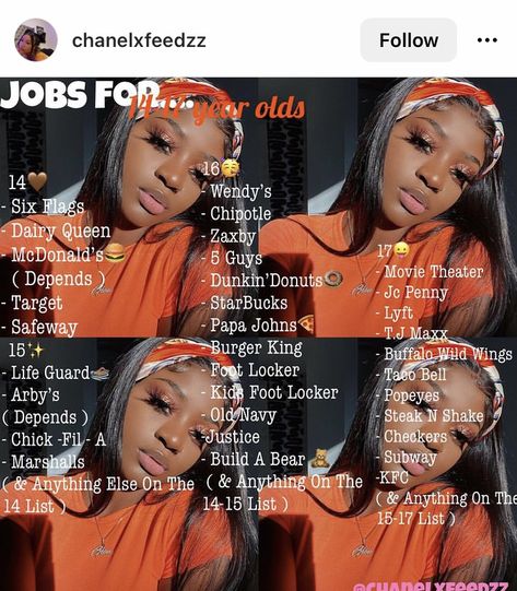 Jobs To Work At 16, Places To Work At 16, Jobs That Hire At 15, Jobs For 16 Yo, Places To Work As A Teen, Working At Chick Fil A, Baddie Jobs, Jobs For 14yrs, School Mindset