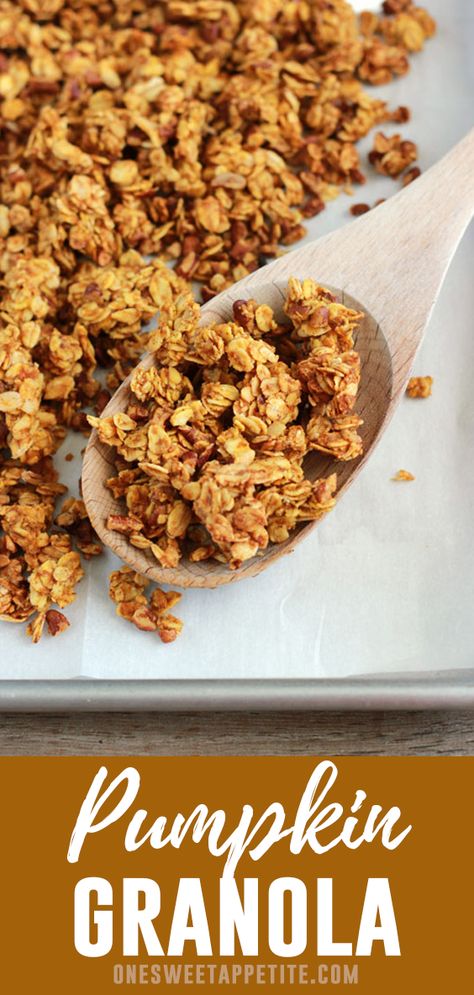 Homemade Fall Granola, Homemade Pumpkin Granola, Pumpkin Pie Spice Snacking Granola, Pumpkin Granola Healthy, Pumpkin Seed Granola Recipe, Healthy Pumpkin Granola, Ways To Use Granola, Pumpkin Spice Granola Recipe, Pumpkin Pie Snacking Granola