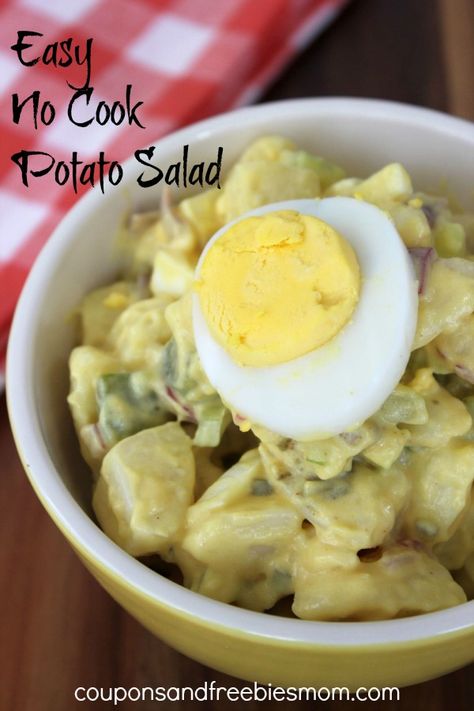 Easy No Cook Potato Salad Can Potatoes Recipes, Easy Salads To Make, Barbecue Side Dishes, Canned Potatoes, Easy Potato Salad, No Cook, Potato Salad Recipe, Picnic Ideas, Memorial Weekend