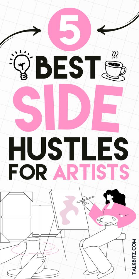 In this blog post, you'll discover the Top 5 Side Hustles for Artists to turn their passion into profit. Uncover the secrets to monetizing your artistic talents and expanding your creative empire. Don't miss out on these lucrative opportunities! #Artists #SideHustles #PassionToProfit. Read this and unlock your artistic potential today! Side Ideas, Side Hustle Passive Income, Entrepreneur Ideas, Earn Extra Cash, Pinterest Templates, Earn Extra Income, Side Jobs, Hustle Ideas, Social Media Tool