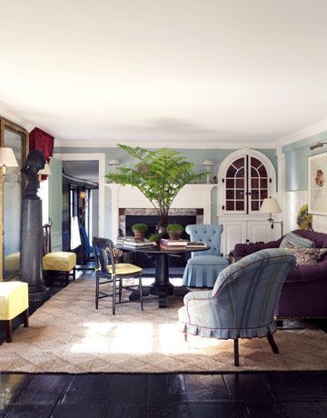 Color Outside the Lines: Jeffrey Bilhuber Redecorates Steven Gambrel, Cozy Bar, Painted Floors, Dining Room Walls, Historic Home, Elegant Homes, Cheap Home Decor, Historic Homes, Wabi Sabi