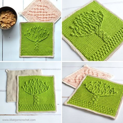 Tree of Life potholder - overlay crochet pattern by Lilla Bjorn Crochet Tree Of Life Pattern Free, Tree Of Life Crochet Pattern Free, Crochet Tree Of Life, Tree Of Life Crochet, Crochet Celtic, Cable Crochet, Overlay Crochet, Crochet Cushion Pattern, Cushion Cover Pattern