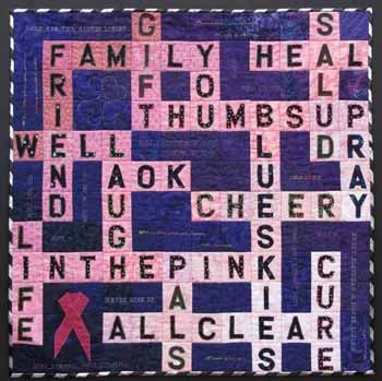 Crossword Puzzle Quilt Patterns, Scrabble Quilt, Awareness Art, Puzzle Quilt, Save The Tatas, Ruler Quilting, Awareness Ribbons Colors, Ribbon Projects, Moms Life