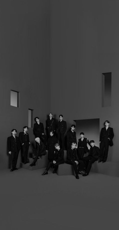 Svt Wallpaper Aesthetic Black, Seventeen Black And White Group, Black And White Seventeen Wallpaper, The8 Black Aesthetic, Seventeen Black And White Aesthetic, Seventeen Members Wallpaper, Seventeen Wallpaper Aesthetic Black, Seventeen Black Wallpaper, Seventeen Black Aesthetic