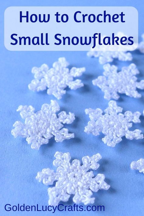 Beautiful crochet small snowflakes, free pattern. Christmas crochet ornament, Christmas tree decorations, project perfect for beginner, easy, simple, tiny snowflake, scrapbooking, cardmaking, crocheting, winter, crafts, ideas, decorations, applique, tutorial, holiday, snow flake, #snowflake, #crochetsnowflake, #crochetpatterns Free Crochet Snowflake Patterns, Football Crochet, Crochet Christmas Ornaments Free Pattern, Tiny Snowflake, Crocheted Snowflakes, Small Snowflakes, Crochet Christmas Snowflakes, Snowflake Crafts, Snowflake Crochet