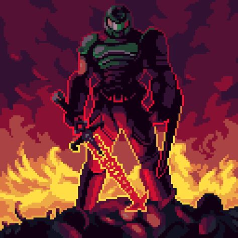 Doom Guy, October Challenge, Doom Slayer, Pixel Art, Art