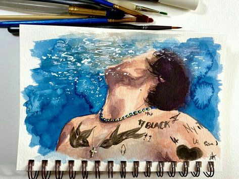 Harry Styles Drawing Aesthetic, 1d Drawings, One Direction Drawings, One Direction Art, Harry Styles Drawing, Arte Van Gogh, Harry Styles Photos, Photo Wall Collage, Color Pencil Art