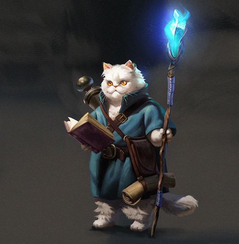 'CATaclysm' characters, Kasia Slupecka on ArtStation at https://www.artstation.com/artwork/5zQ21 Dnd Staff, Dnd Species, Dnd Cat, Cat Races, Evelynn League Of Legends, Magic Cat, Arte Robot, Cat Character, Dungeons And Dragons Characters