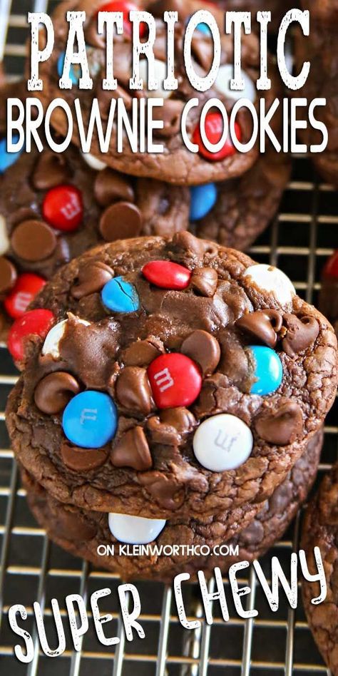 Brownie Mix Cookies, Patriotic Desserts, 4th Of July Desserts, Fourth Of July Food, Brownie Mix, Classic Desserts, Brownie Cookies, Food Cooking, Recipes Dinner