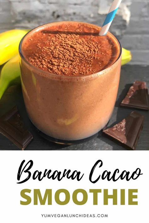 Banana Cacao Smoothie Flat Belly Smoothie Recipes, Meals Without Carbs, Brekky Ideas, Vegan Brunch Recipes, Cacao Smoothie, Flat Belly Smoothie, Cacao Recipes, Vegan Smoothie Recipes, Healthy Juicer Recipes