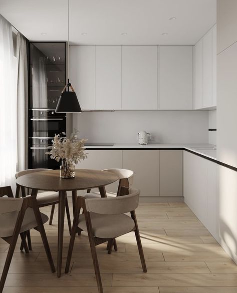 Minimal Kitchen Design, Minimalist Dining Room, 아파트 인테리어, Apartment Decor Inspiration, Minimalist Kitchen, Home Design Decor, Apartment Interior, Dining Room Design, 인테리어 디자인