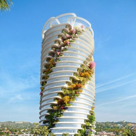 Foster + Partners designs Hollywood tower wrapped in green terraces Spiral Garden, Mad Architects, Green Terrace, Hollywood Tower, Building Development, Foster Partners, Norman Foster, Office Tower, Tower Design